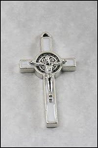 Crucifix Saint Benedict 3.5 cms St Benedict Cross. Small of Saint Benedict. White Saint Benedict