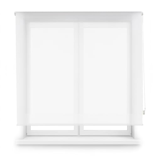 Blindecor Custom Screen Blind | White | Screen Blind 75 x 250 cm (Width x Height) Fabric Size 72 x 245 cm | Roller Blinds Screen for Windows