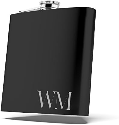 Personalized Flask Set, Groomsmen Gift, Customized Groomsman Flask Comes with Stainless Steel Funnel, Matte Black | Design 7
