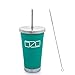 The Tumbler by OZO – Premium Stainless Steel Vacuum Insulated Travel Mug, Hot or Cold Drinks with Straw and Brush, 16oz capacity, in Matte Teal Green