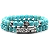 GDLKPYHS 2Pcs Healing Crystal Beaded Bracelet for Men Women Handmade 8MM Beads Stretch Bracelet Protection Bracelets Bring Good Luck Prosperity and Happiness Gifts for Men Women