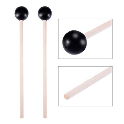 Vankcp Marimba Mallets, 1 Pair Medium Blue Hard Yarn Marimba Mallets and 1 Pair Rubber Mallets Sticks with Wood Handle for Percussion Marimba Playing Glockenspiel Marimba - Thumbnail 2
