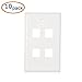 [UL Listed] Cable Matters 10-Pack Low Profile 4-Port Keystone Jack Wall Plate, RJ45 Wall Plate for Keystone Jacks in White