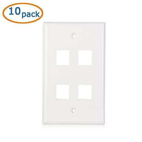 Cable Matters 10Pack Low Profile 4Port Cat5e, Cat6 Keystone Jack Wall