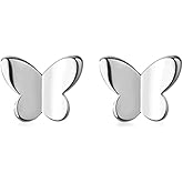 SLUYNZ Solid 925 Sterling Silver Tiny Butterfly Earrings Studs for Women Teens Tiny Studs Earrings
