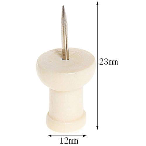 Wode Shop 100 Pcs Wood Push Pins, Wooden Head Pins Steel Thumb Tacks For Cork Boards Map Photos Home Office Craft Projects