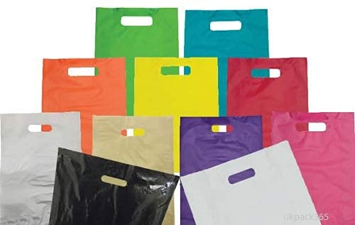 Large Purple Plastic Gift Bags ~ Boutique Gift Shop Carrier Bag ~ 38x46x8 cm Uk Store 247 (100)