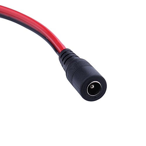 2Pack Dual Alligator Clips to 5.5x2.1mm Male Plug Connector Cable for 5V/12V/24V LED Strip Light, Portable CCTV, Networking and More