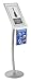 Displays2go CMB17NGW Floor Sign Stand with Literature Pocket, Snap Frame for 11x17-Inch Poster, Silver
