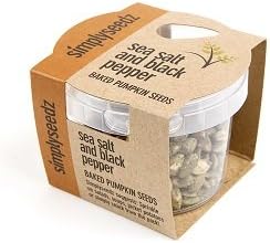 Simplyseedz Flavoured Baked Pumpkin Seeds Sea Salt & Black Pepper x 8 Snack pots, Vegan, HIGH Protein