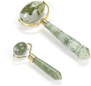 HuaHong Jade Roller Massager Natural Serpentine Jade Massage SPA Wand Face Massager Roller Beauty Bar Healing Stone
