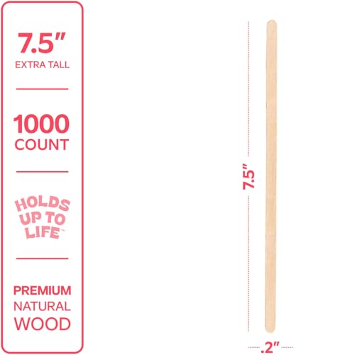 GUSTO [1000 Count] 7.5 Inch Wooden Coffee Stirrers - Wood Stir Sticks, Biodegradable, Eco-Friendly Wood Stirrers for Coffee & Cocktails (Formerly Comfy Package)