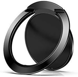 Lenoup Super Thin Cell Phone Ring Stand Holder,Black Ring Grip Kickstand for Magnetic Car Mount Holder,360 Rotation Metal Finger Ring for Almost All Phones/Pad（Black）