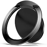 Lenoup Super Thin Cell Phone Ring Stand Holder,Black Ring Grip Kickstand for Magnetic Car Mount Holder,360 Rotation Metal Finger Ring for Almost All Phones/Pad（Black）