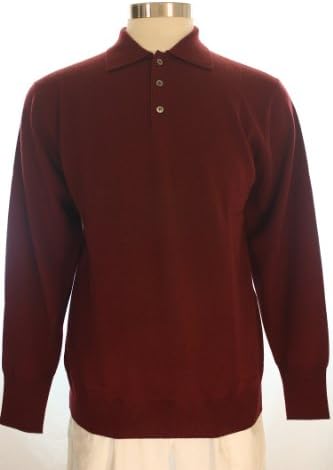 Shephe Men's Polo Cashmere Sweater with 3-button Burgundy XXX-Large