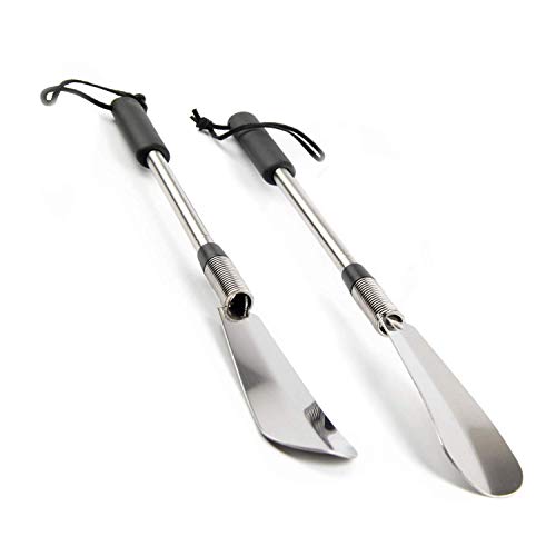 Premium Long Handled Shoe Lifter Twist to Lock 16" to 31" Adjustable Expander Shoe Horn - Extends & Collapses Stainless Steel Telescopic Spring Shoehorn