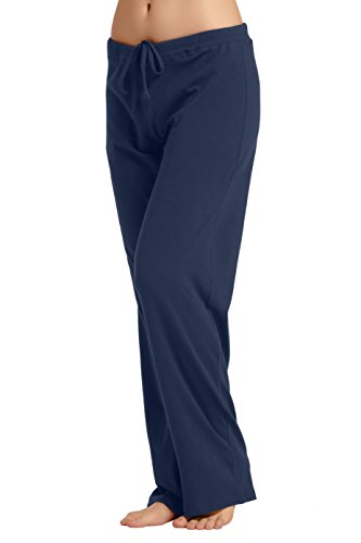 CYZ Women's Basic Stretch Cotton Knit Pajama Sleep Lounge Pants-DarkBlue-L