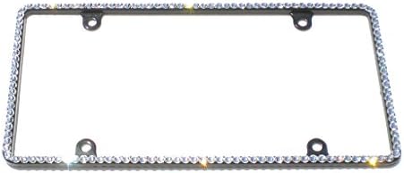 Thin Crystal License Plate (on Black) Frame Rhinestone Bling with Swarovski Crystals