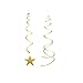 MOWO Gold Star Hanging Swirl Decorations for Ceiling, Pack of 30