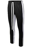 JC DISTRO Mens Premium Slim Fit Side Striped Color Jogger Pants W/Ankle Zipper