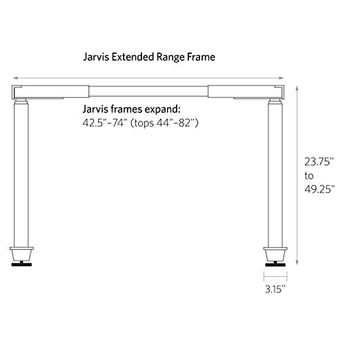 Jarvis Standing Desk Frame Only - Electric Adjustable Height Sit Stand Desk - 3-Stage Extended Range Frame with Memory Preset Handset Controller - Desk Top Not Included (Black, Extended Range)