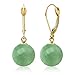Belacqua Natural Green Jade Round Dangle Drop Earrings in 14K Yellow Gold, Leverback - Closure,Fashion Jewelry for Women, Gift Box Included