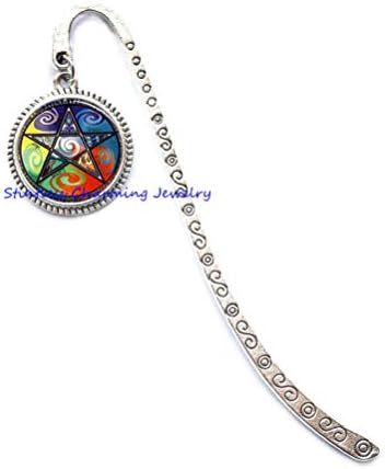Pentagram Bookmark, Pentagram Jewelry, Wiccan Bookmark, Wiccan Bookmarker, Wiccan Jewelry, Astrology Bookmarker-JP317 (C1)
