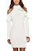 Annflat Women's Ruffle Cold Shoulder Long Sleeve Cocktail Party Dress Small White