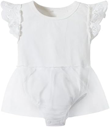 Huata Baby Girls Onesies Bodysuit Baby Romper (White Tutu, 12-18 Months)