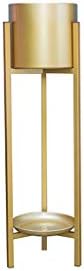 LYXPUZI Nordic Flower Stand/Wrought Iron Floor-Standing Living Room Indoor Floor-Standing Green Metal Pot Rack (Color : Gold, Size : 60cm)
