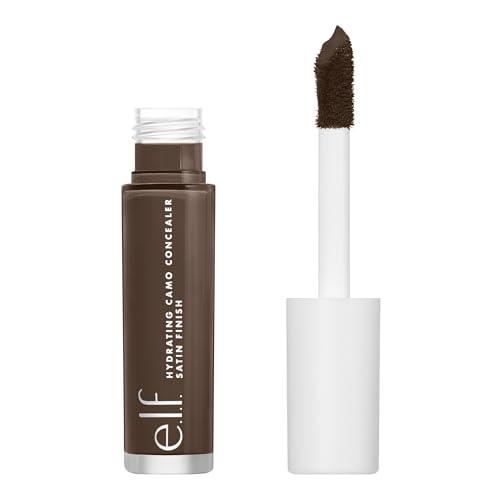 e.l.f. Cosmetics Hydrating Camo Concealer, Crease-Proof Full Coverage, Satin Finish, Conceals, Corrects & Highlights, Rich Ebony, 0.203 Fl Oz (6mL)
