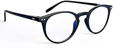 DEVIES GLASSES - Ferris - Black Frame - Premium Computer Glasses - Digital Eye Strain &amp; Headache Relief - Blue Light Blocking Glasses - Reading Glasses 1.25 Magnification - Includes Case