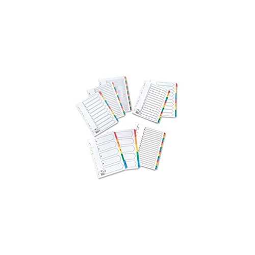 5 Star Index 150gsm Card with Coloured Mylar Tabs 1-12 A4 White (White, 5-Sets)