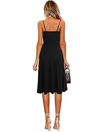 Vestido de verano para dama, estilo casual, de algodón macizo, con correa de espagueti de línea A