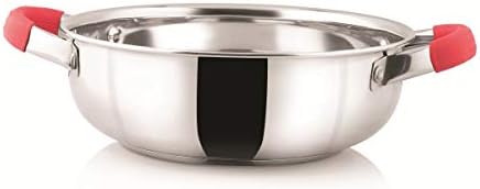 Bhalaria Stainless Steel Kadai Induction Base with Silicon Handle - 12 Inch