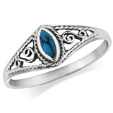 925 Sterling Silver Turquoise Filigree Ring