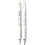 Pilot FriXion Ball Clicker Erasable Gel Ink Retractable Pen, Extra Fine Point, 0.5mm, White Barrel, Black Ink, 2 Pack
