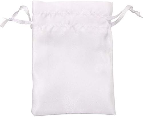 IDS 20 Pack 3.5"x4.7" Satin Gift Bag Drawstring Pouch Wedding Favors Bridal Shower Candy Jewelry Bags,White