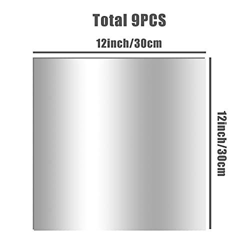 SOCOKING 9 Pieces Flexible Mirror Sheets Self Adhesive Acrylic Mirror