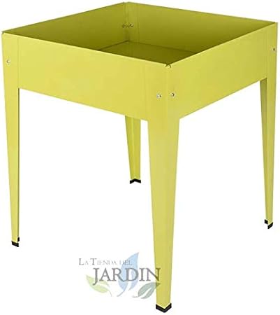 MESA de CULTIVO metálica cuadrada 60 x 60 x 82 cm amarilla ...