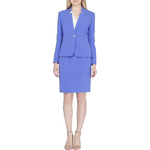 Tahari ASL Womens One-Button Office Skirt Suit Purple 12
