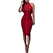 Synen Women's Mesh Rivets Sleeveless Bodycon Vintage Cocktail Dresses (L, Red)