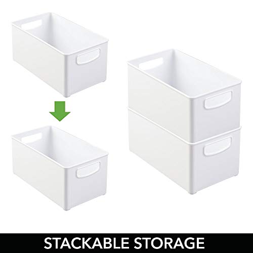 mDesign Kitchen and Pantry Storage Organizer Bin Deep, White