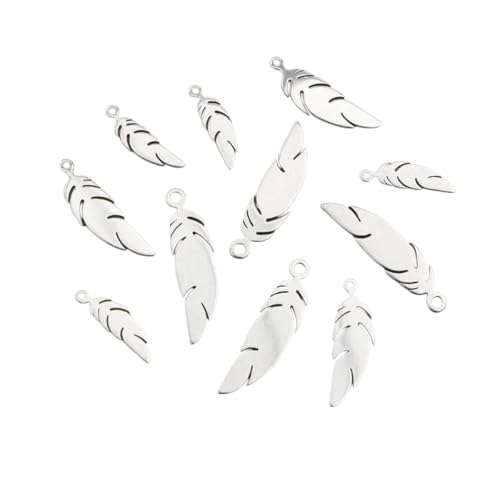 MANKIETRMATI New 2026 30Pcs/Lot 316 Stainless Steel Feather Leaves Leaf Kute Necklace Pendant Charrms Diy Jewelry Making Fashion Accessories Creative Gift