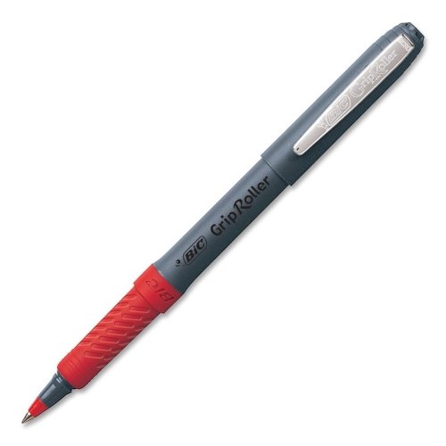 BIC Comfort Grip Rollerball Pen - Pen Point Size: 0.5mm - Ink Color: Red - 12 / Dozen
