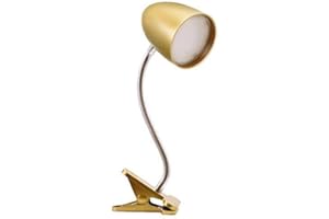 ENERGETIC LIGHTING Energetic Clip on Lamp for Bed, Non-Dimmable Reading Light for Bed and Desk, 4000K Cool White, 3.5W 240 LM Flexible Gooseneck lamp, Eye Protection, ETL Listed, Gold