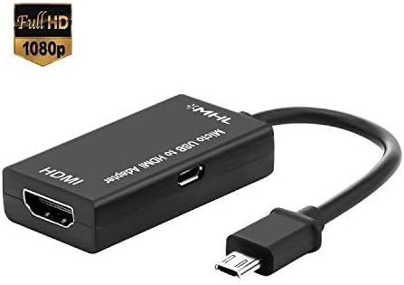 MHL to HDMI Converter, Micro USB to HDMI Cable Adapter with Video Audio Output Compatible with Samsung Galaxy S5, S4, S3, Note 4/3/2, HTC one LG Huawei and more (Black)
