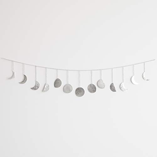 Moon Decor Wall Decorations | Boho Accents Wall Decor | Moon Phases Wall Art | Moon Phase Wall Hanging | Bohemian Decor for Bedroom, Home, Living Room, Apartment or Dorm (Long Garland, Silver Metal) - Thumbnail 3