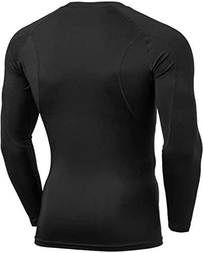 TSLA Men’s Long Sleeve Compression Shirt, UV Protection, Sweat Absorbent, Quick Drying, Long Shirt, Compression Wear, Undershirt, Sports Inner, Base Layer, Training Wear
