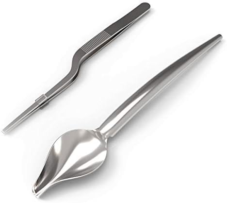 Picowe Drawing Spoon, Chef Deco Spoon with Cooking Tweezer Tong for Decorating Plates and Cake (Small Deco Spoon)